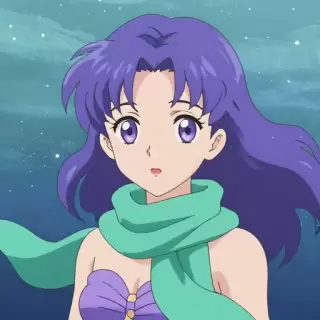 Violet-haired Mermaid with Sea Green Scarf