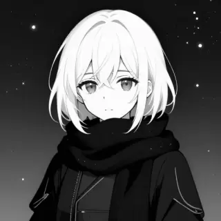 Platinum-haired Young Woman with Black Scarf