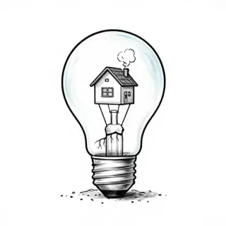 A House Growing from a Lightbulb