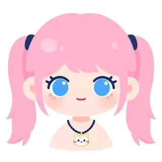 Pastel Pink Haired Girl with Cat Necklace