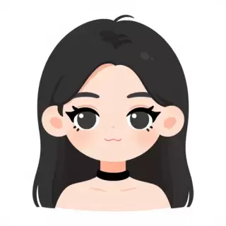 Goth Girl with Black Hair and Choker