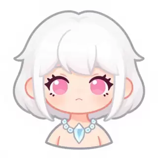 Girl with White Hair and Crystal Necklace