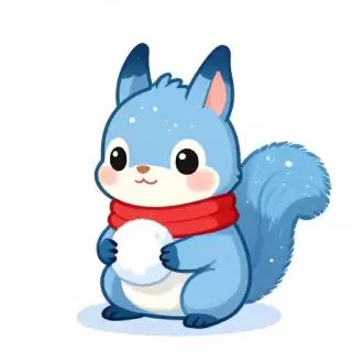 Blue Winter Squirrel