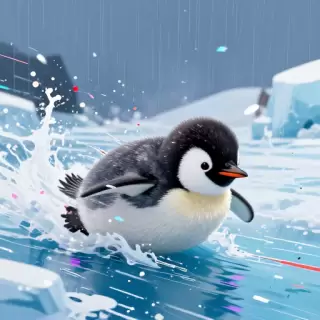 Digital Rain Penguin