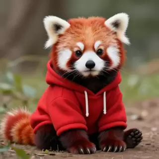Red Panda in Red Hoodie