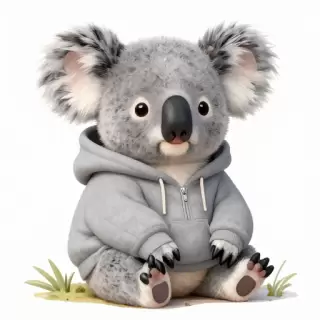 Koala in Grey Hoodie