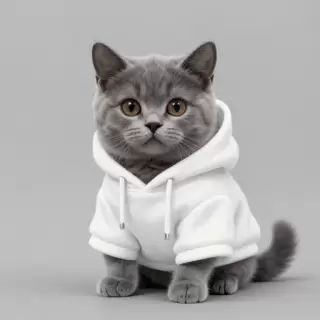Kitten in White Hoodie