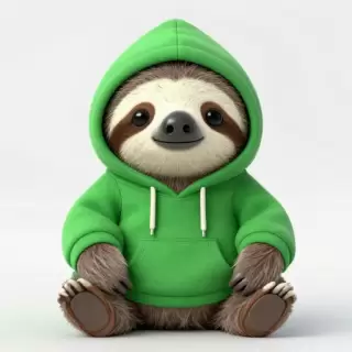 Sloth in Green Hoodie