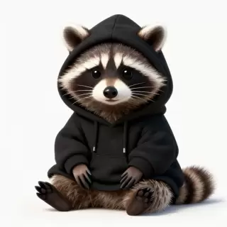 Raccoon in Black Hoodie