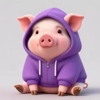 Piglet in Purple Hoodie