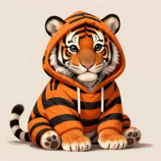 Tiger Cub in Striped Hoodie