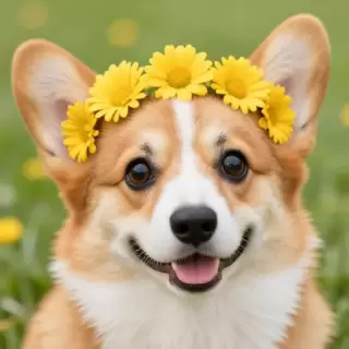 Flower Crown Corgi
