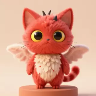 Coral Red Cat Monster