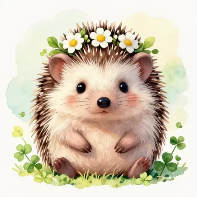 Watercolor Baby Hedgehog