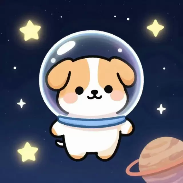 Astronaut Puppy in Space