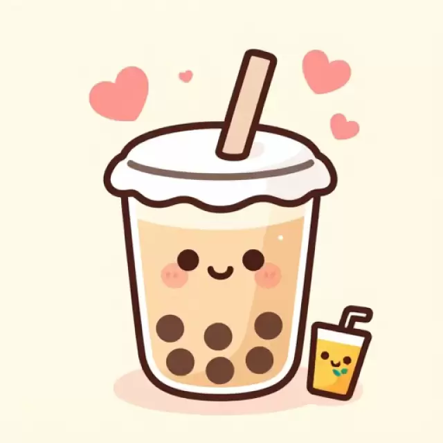Boba Tea with Heart Bubble