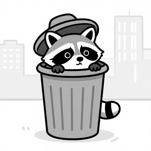 Raccoon in Trash Can