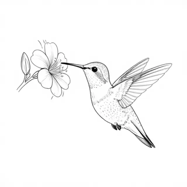 Hummingbird and Flower
