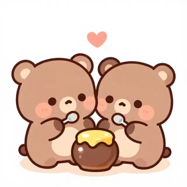 Bear Couple Sharing Honey