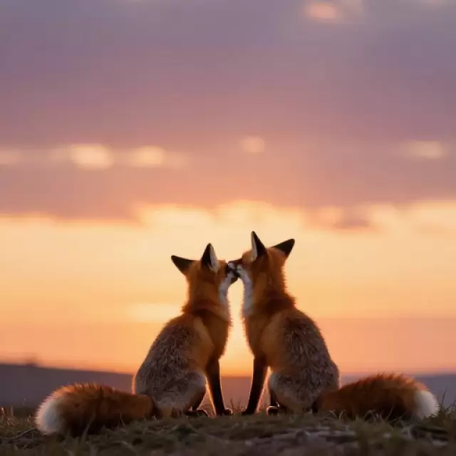 Fox Couple at Sunset