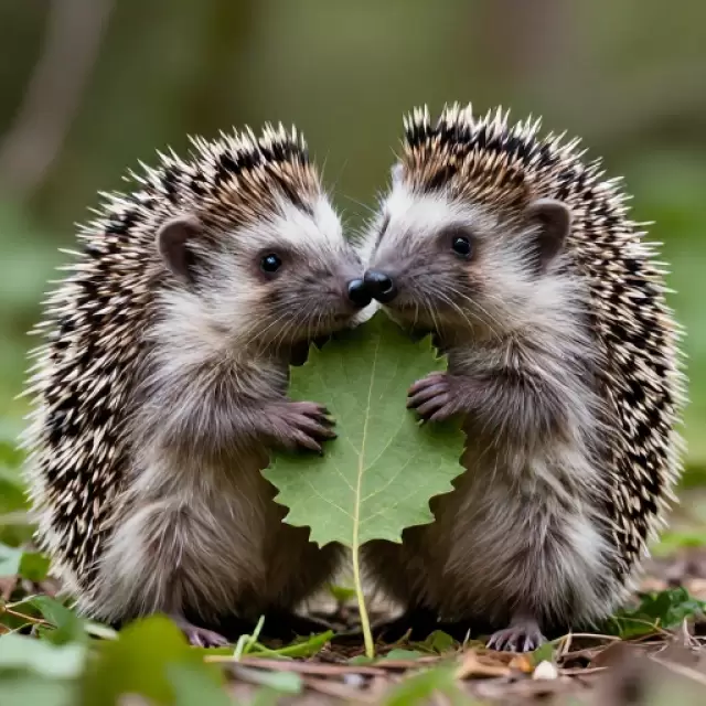 Hedgehog Couple Careful Hug