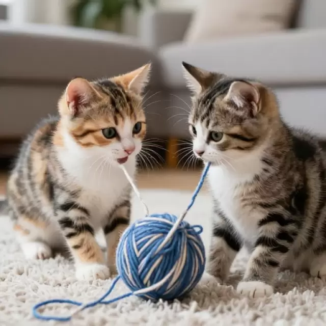 Cat Duo Yarn Ball Adventure