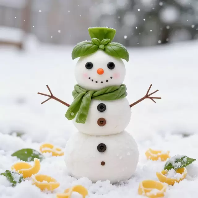 Snowman Made of Mozzarella