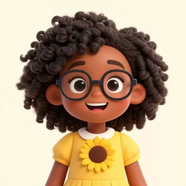 Happy African girl in sunflower dress