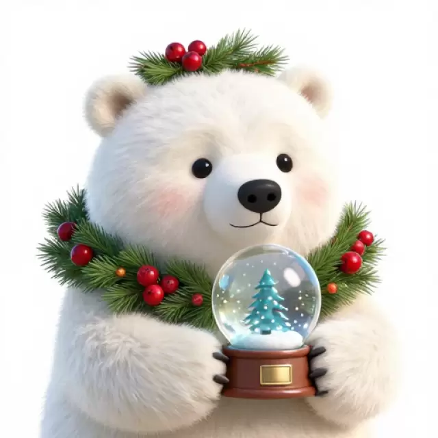 Polar Bear with a Wreath