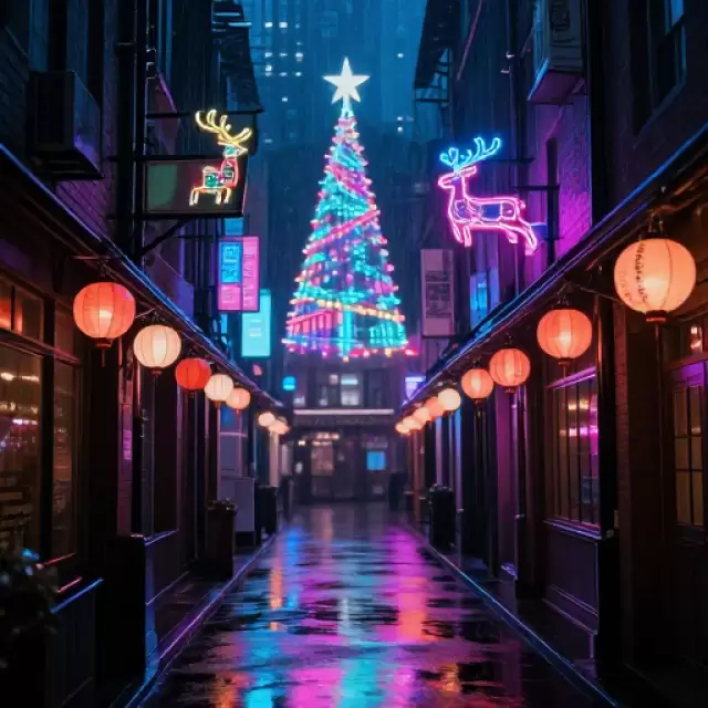 Cyberpunk Christmas Street