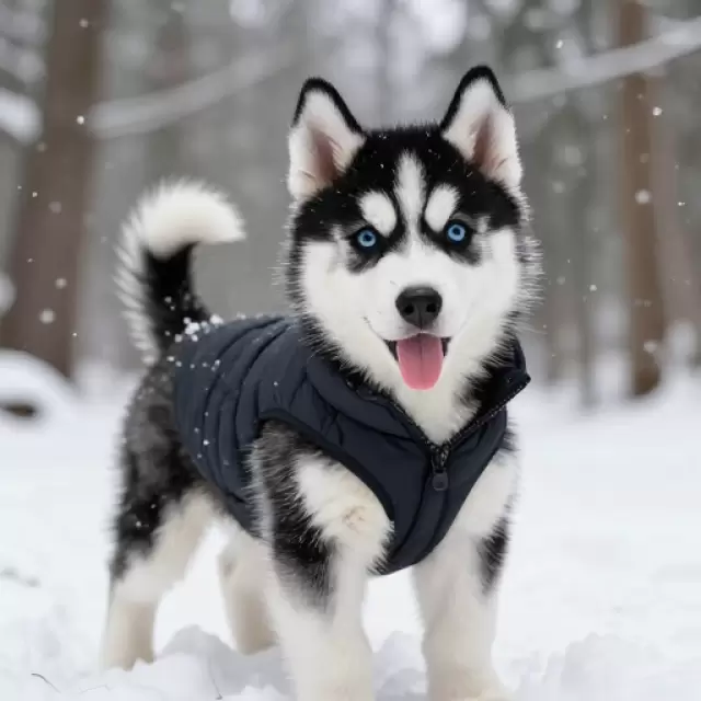 Black and White Husky Puppy