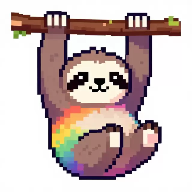 Pixel Rainbow Sloth