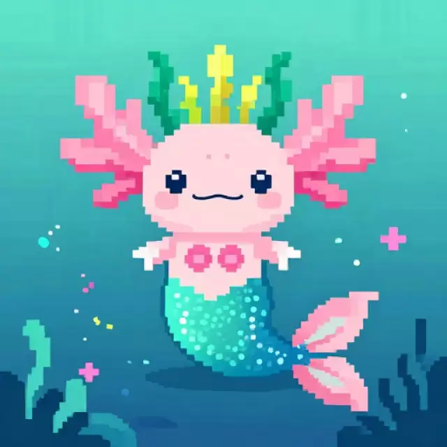 Pixel Mermaid Axolotl