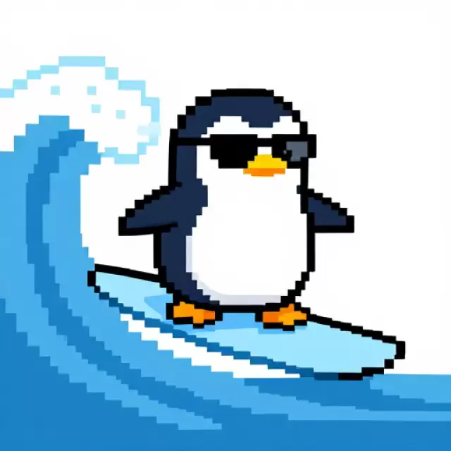 Pixel Surfing Penguin