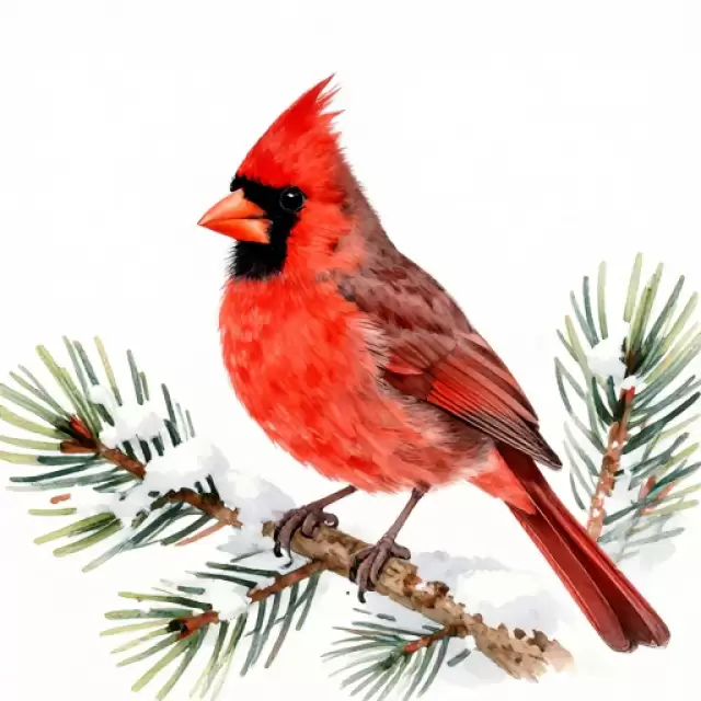 Cardinal in Snowy Pine