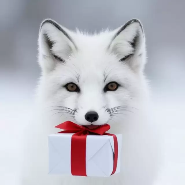 Arctic Fox with a Gift
