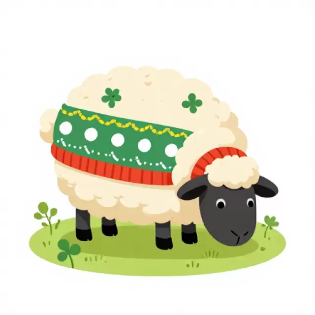 Vector Sheep in Wolly Hat Meadow