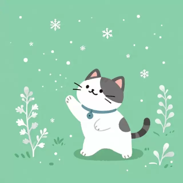 Vector Cat in Catnip Snow