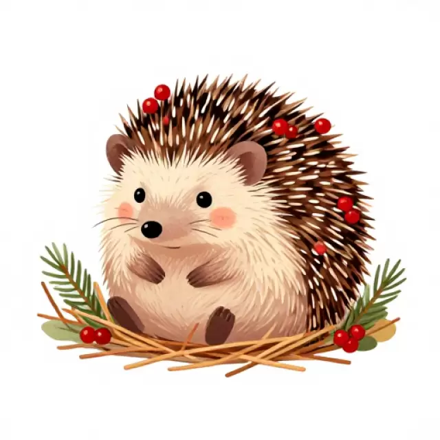 Vector Hedgehog in Pine Needle Carpet