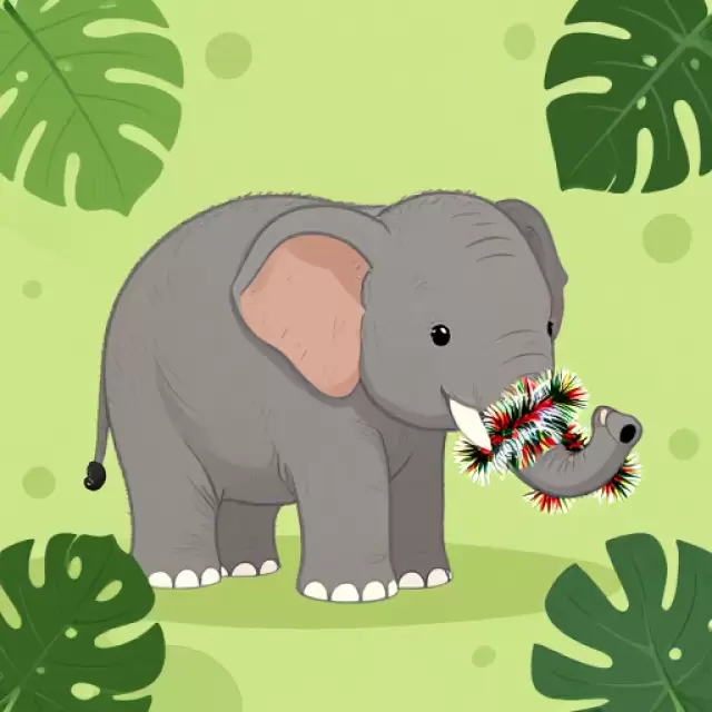 Vector Elephant with Tinsel Trunk