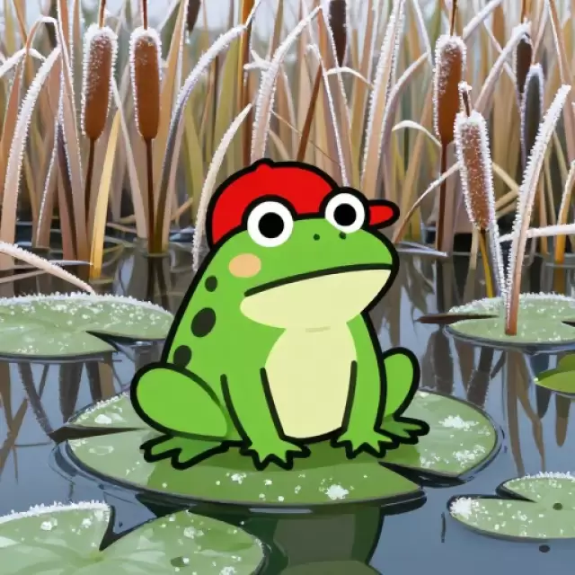 Vector Frog on Lily Pad in Frost