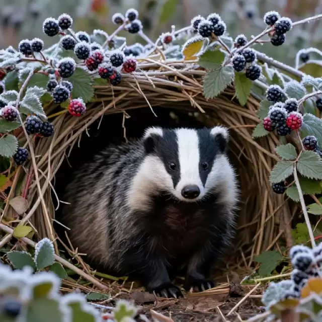 Vector Badger in Bramble Patch