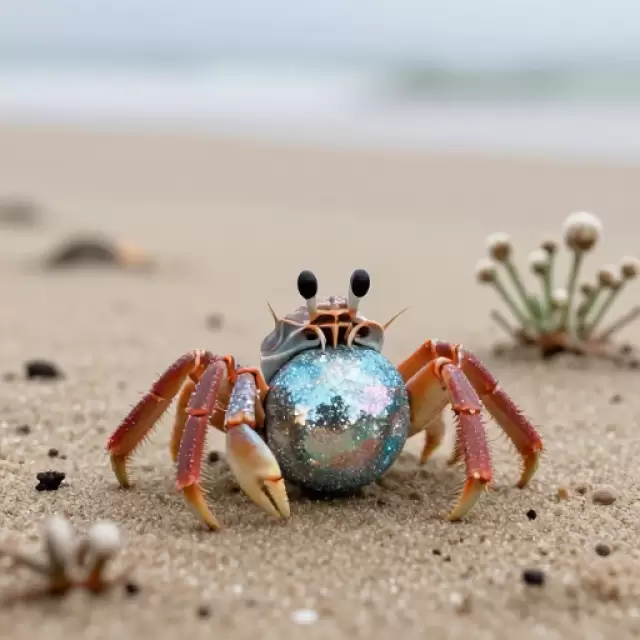 Vector Hermit Crab in Shell Ornament