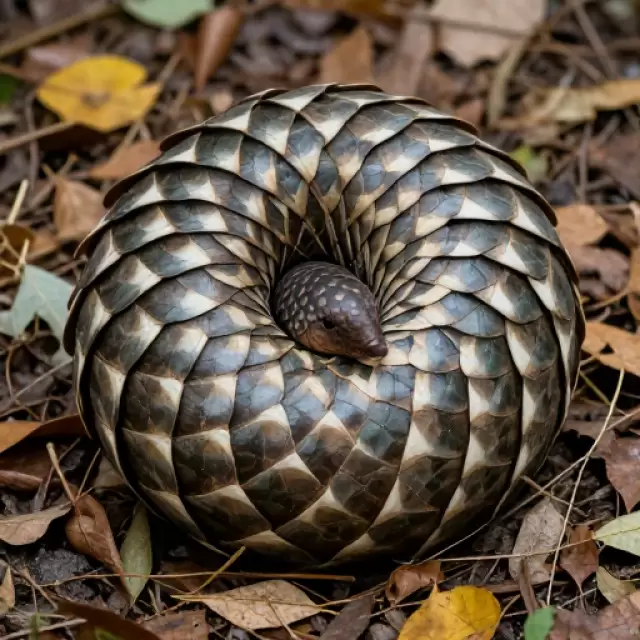 Vector Pangolin in Pinecone Roll