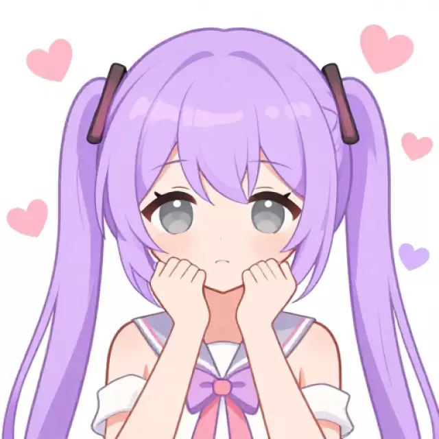 Pastel Lavender Haired Shy Girl
