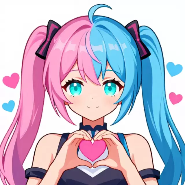 Pink & Blue Split Hair Girl