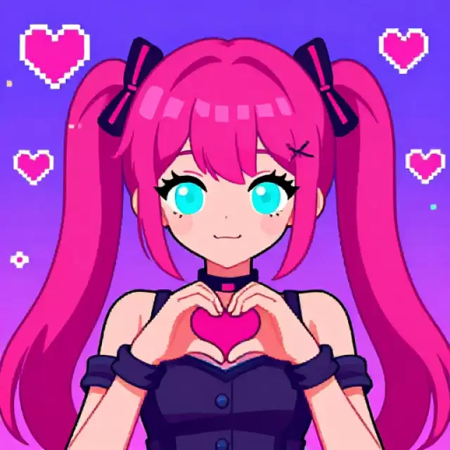 Retro Girl with Magenta Hair