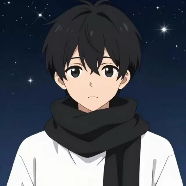 Black-haired East Asian Boy with Scarf