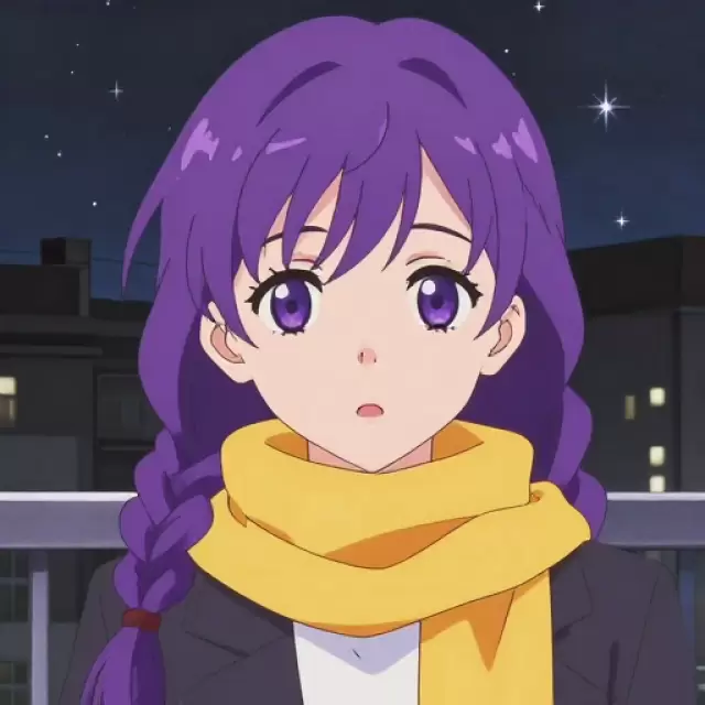 Black Girl with Purple Braids and Yellow Scarf