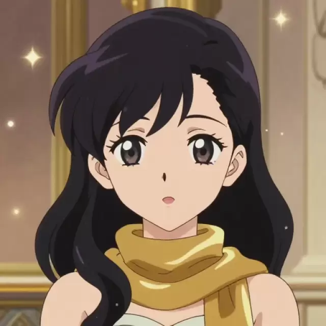 Jet Black-haired South Asian Girl with Gold Scarf